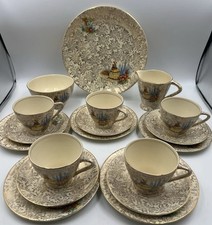 Art Deco 1930s Sadler Empire Shelton Ivory Ware Crinoline Lady Tea Set Vgc