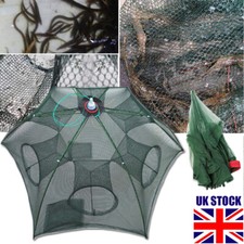 Foldable Cast Trap Cast Shrimp Net Dip Cage Fishing Bait Minnow Crawfish 6 Holes