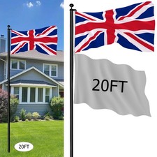 20FT Aluminium Sectional Flagpole Kit For Outdoor Garden Telescopic Flag Pole UK