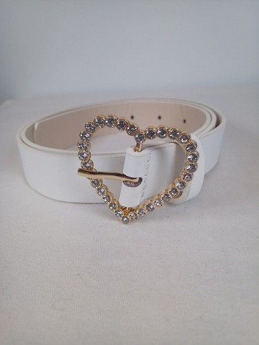 White leather effect belt with - white,