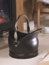 Midnight Black Traditional Coal Bucket with Nickel Handles in 3 Sizes