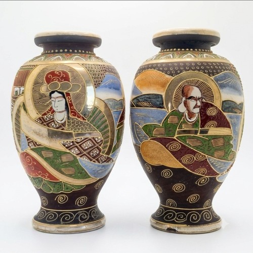 Japanese satsuma pottery vases - japanese,