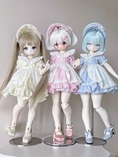 1/4 MSD Shoushou&Puyoo BJD Clothes Doll Dress + Crinoline + Bonnet Hat Outfits