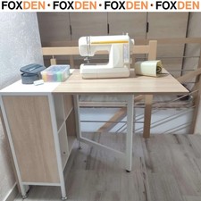 Foldable Drop Leaf Dining Table Workstation for Small Space Sewing Table Shelves