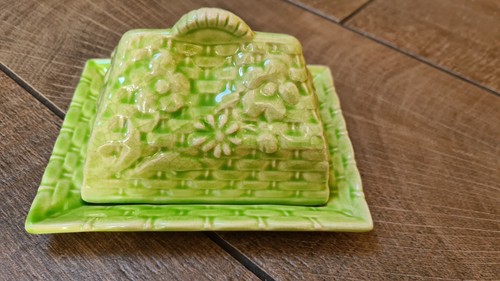 Majolica style vintage green