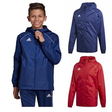 Adidas Boys Kids Waterproof Jacket Hooded Rain Coat  Size Age 7-8  & 15-16 Yrs