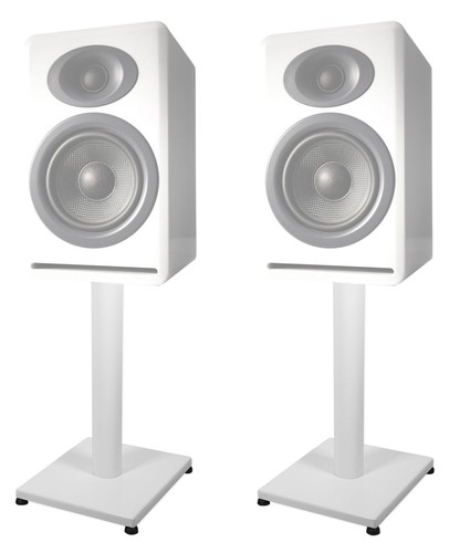 Pair steel white stands - steel,