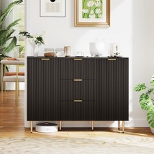 Sideboard Buffet Cabinet with 3 Drawers and Adjustable Shelves