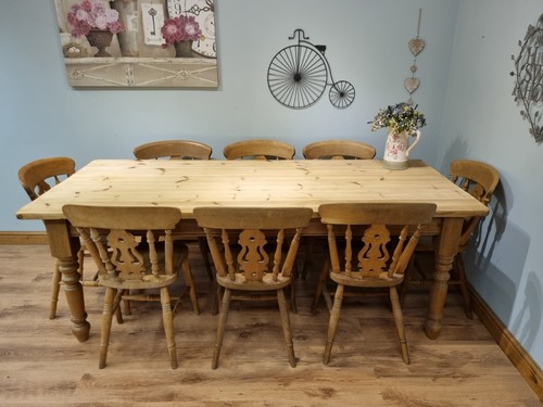 Solid pine farmhouse 7ft table - farmhouse,