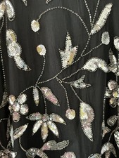 After Six Ronald Joyce Long Sleeve Black Top with Heavy Bead and Sequins 12