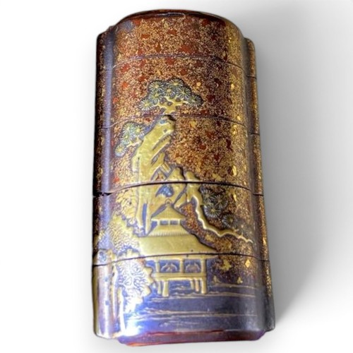 Inro maki wooden landscape - inro,