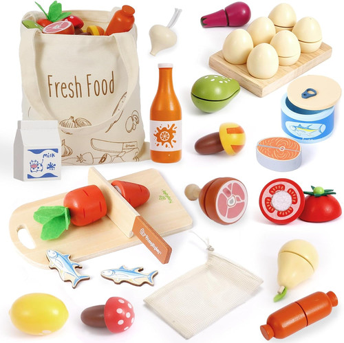 Wooden play food set for - wooden,