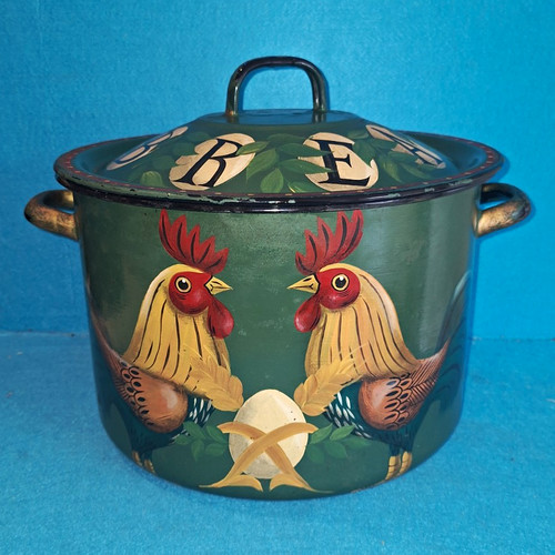 Green enamel round - enamel,