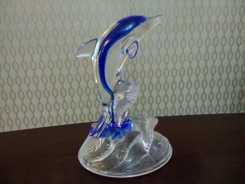 Dolphin figurine blue art - blue,