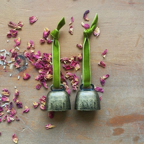 Rustic brass cowbell with - rustic,