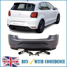 VW Polo GTI Rear Bumper Complete Primed Twin Exhaust Cut Out 2014-2017 UK Stock
