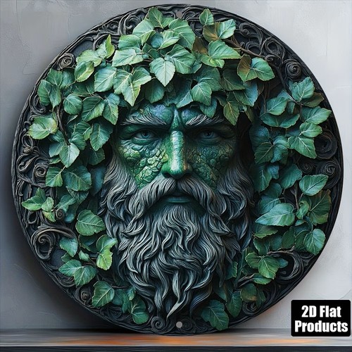 Leafy mossy green man face - leafy,