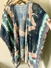 Blue and Turquoise Stork Kimono