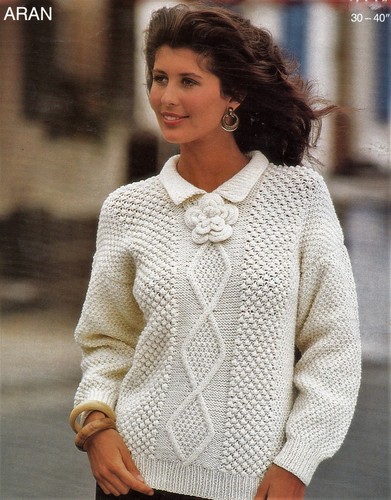 448 ladies aran style jumper - 448,