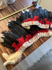 Indian Native American Feather Headdress War Bonnet Vintage Pair!