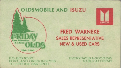 Vintage business card fred - vintage,