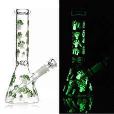 RORA 10" Beaker Glass Bongs Thick Luminous Bongs Smoking Water Pipes with 14mm
