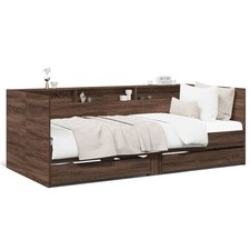 Daybed with Drawers Brown Oak Engineered Wood 100x200 cm Trundle Bed SofaBedUK
