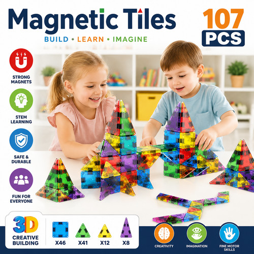 Family fun magnetic tiles - family,