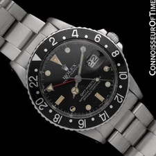 1983 ROLEX GMT MASTER 16750 Transitional Rare Matte Dial SS Watch - Box & Papers