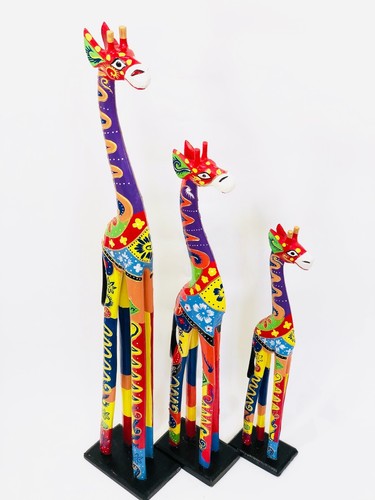 Wooden giraffe statue ornament - wooden,