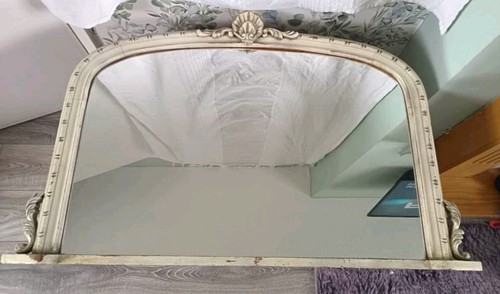 White ornate arched overmantle - white,