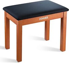 Donner DDP 80 Piano Stool Bench Storage Bookcase Wood Style Suede Cushion