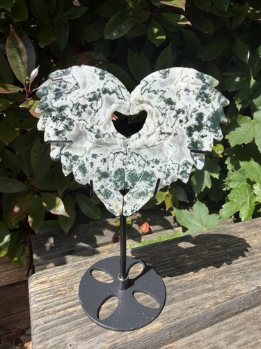 Moss agate heart - moss,