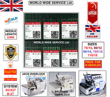 DCX27 B27 (5SIZES) JACK,JUKI,BROTHER INDUSTRIAL OVERLOCKER SEWING MACHINE NEEDLE