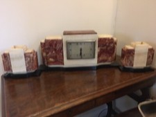 French Art Deco Marble Clock with Garniture Display item Art Deco CLOCK C1930