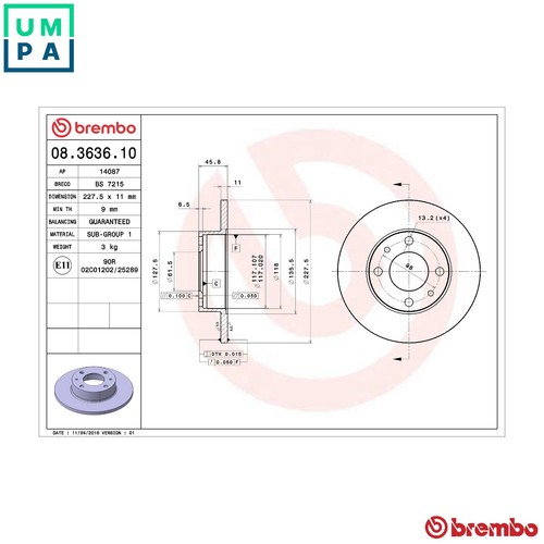 Brake disc 3636 10 - brake, 08.3636.10