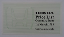 HONDA PRICE LIST 1983: CIVIC, ACCORD, PRELUDE, QUINTET, ACTY TN550 Pick-Up/Van