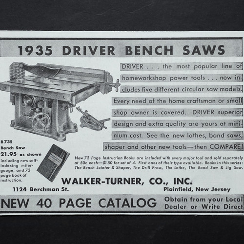 Walker turner driver bench saw - turner,