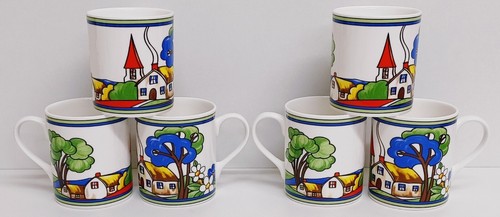 Village art deco mugs - village,