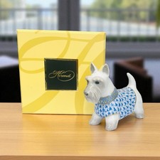 Herend Blue Fishnet Westie Dog