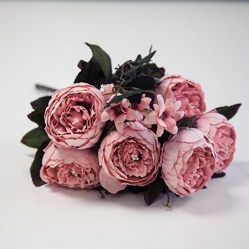 Artificial suede peony flower - suede,