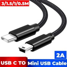 Type C to Mini USB Fast Charger Data Sync Cord 5 Pin OTG USB-C to Mini USB Cable