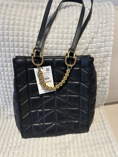 Zara black quilted tote faux - black,