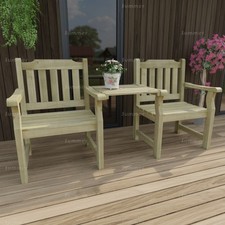 Garden Love Seat Companion Set - Chunky Pressure Treated Wood, Easy Assembly