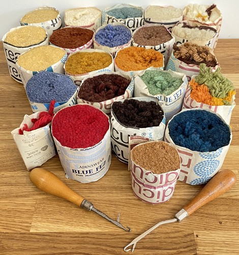 Rug making wool mixed colours - rug,
