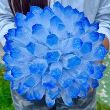 10.91LB Newly discovered blue crystal cluster flower shaped mineral specimen
