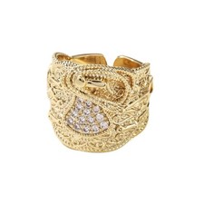GOLD SADDLE RING WITH STONES