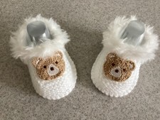 Hand Knitted Baby Teddy Slippers,  Unisex - Baby Booties 0 to 3 Months