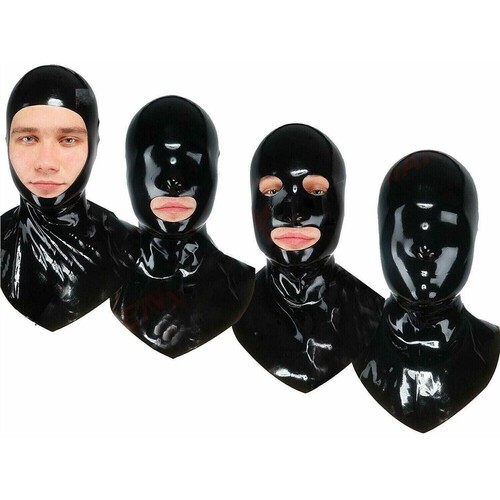 Men latex hood rubber mask - latex,