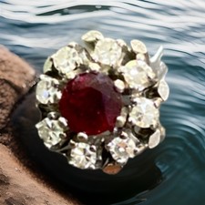 Ring In 750/18K 57 (18.1 Mm Ø) Gold White Gold 1 X Ruby 8 Diamonds 0.20Ct